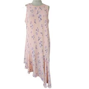 Light Pink Floral Asymmetrical Sleeveless Dress Size Medium